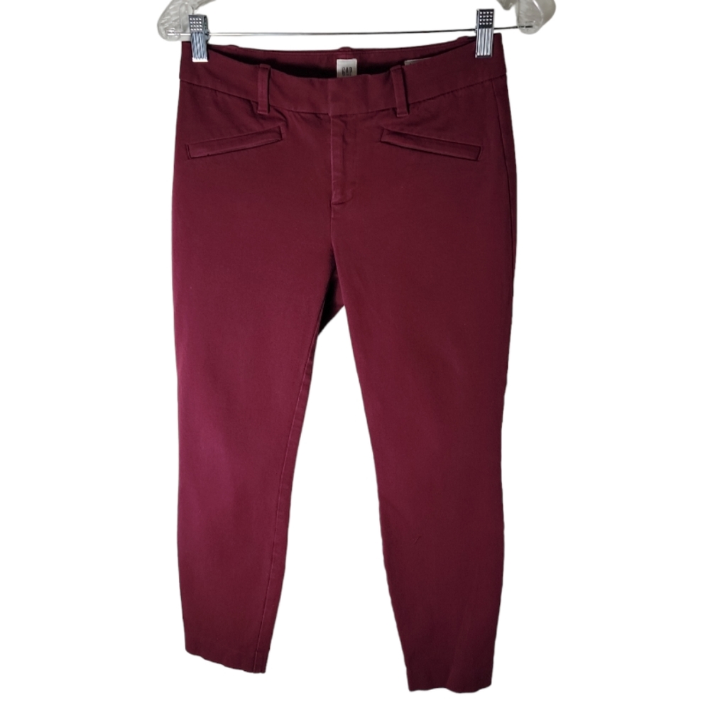 GAP curvy skinny crop ankle pants women' size 4 red low rise stretch chinos